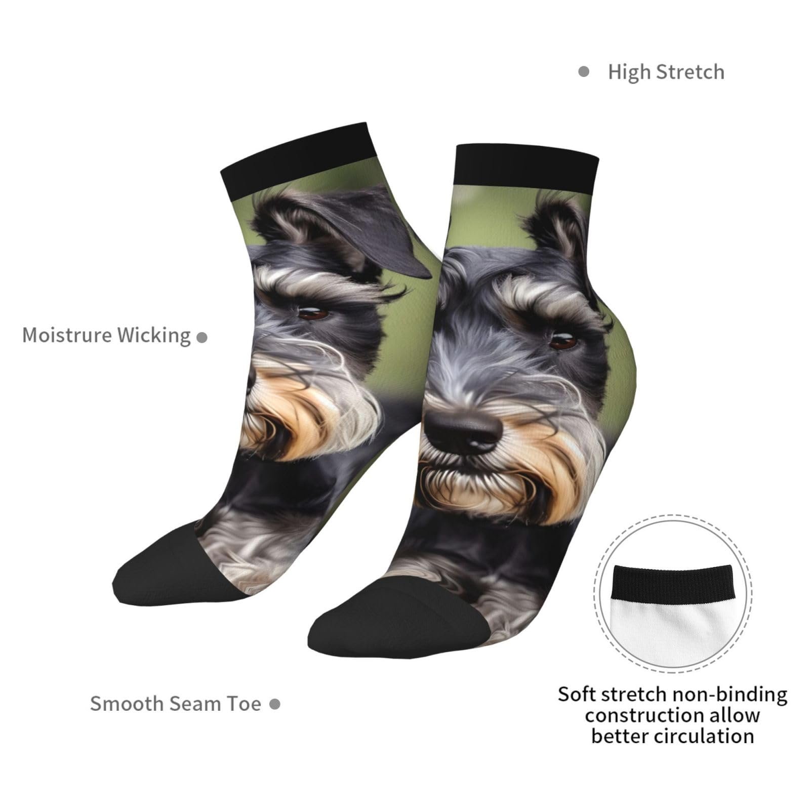 Носки SSIMOO Schnauzer Милые, Модные, Удобные, Повседневные, Подходят для любого времени года, Рисунок Schnauzer, Универсальный размер, Рисунок Schnauzer, фото №7