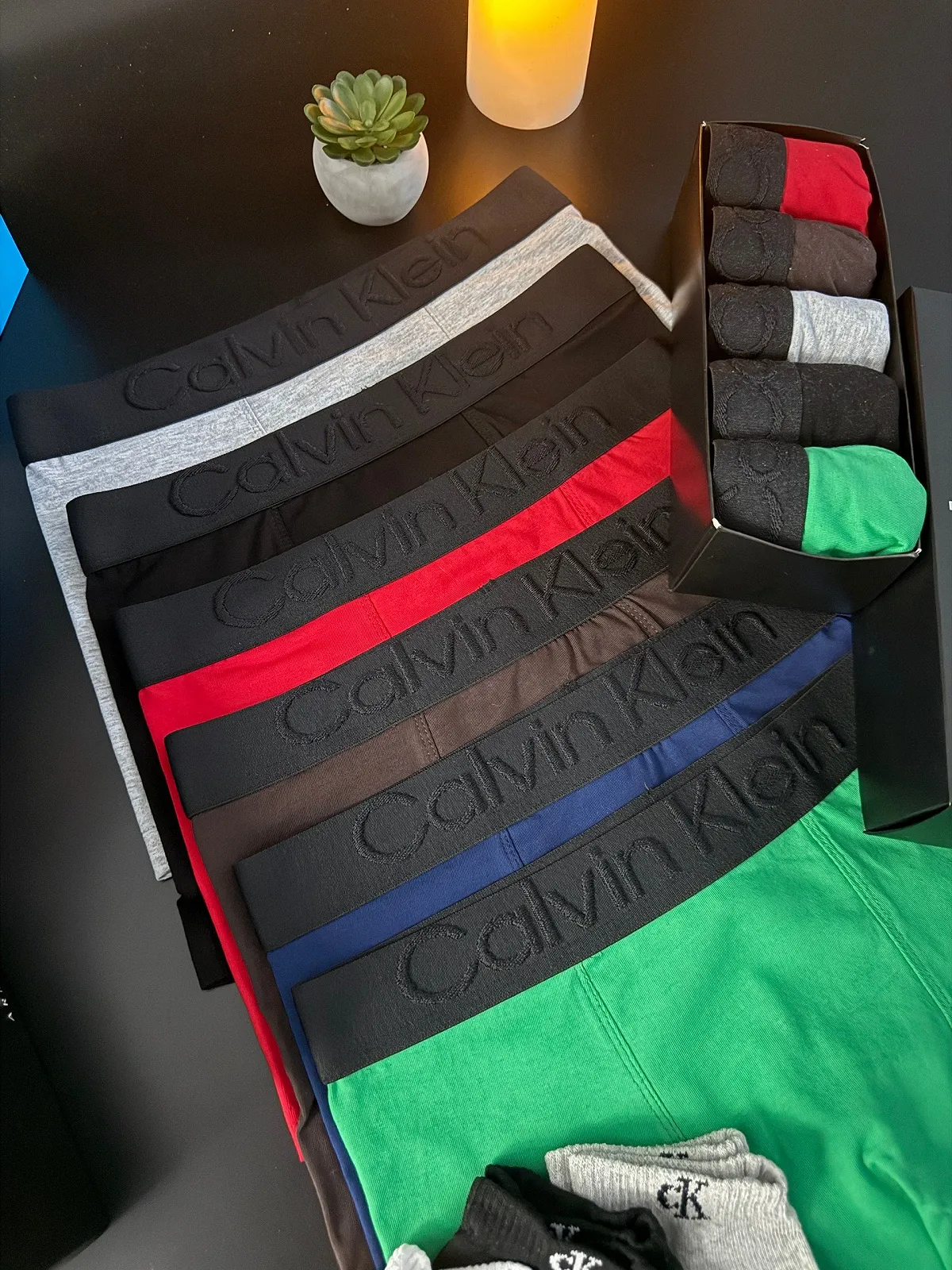 Мужские боксёрские трусы комплект Calvin Klein разноцветные, фото №5