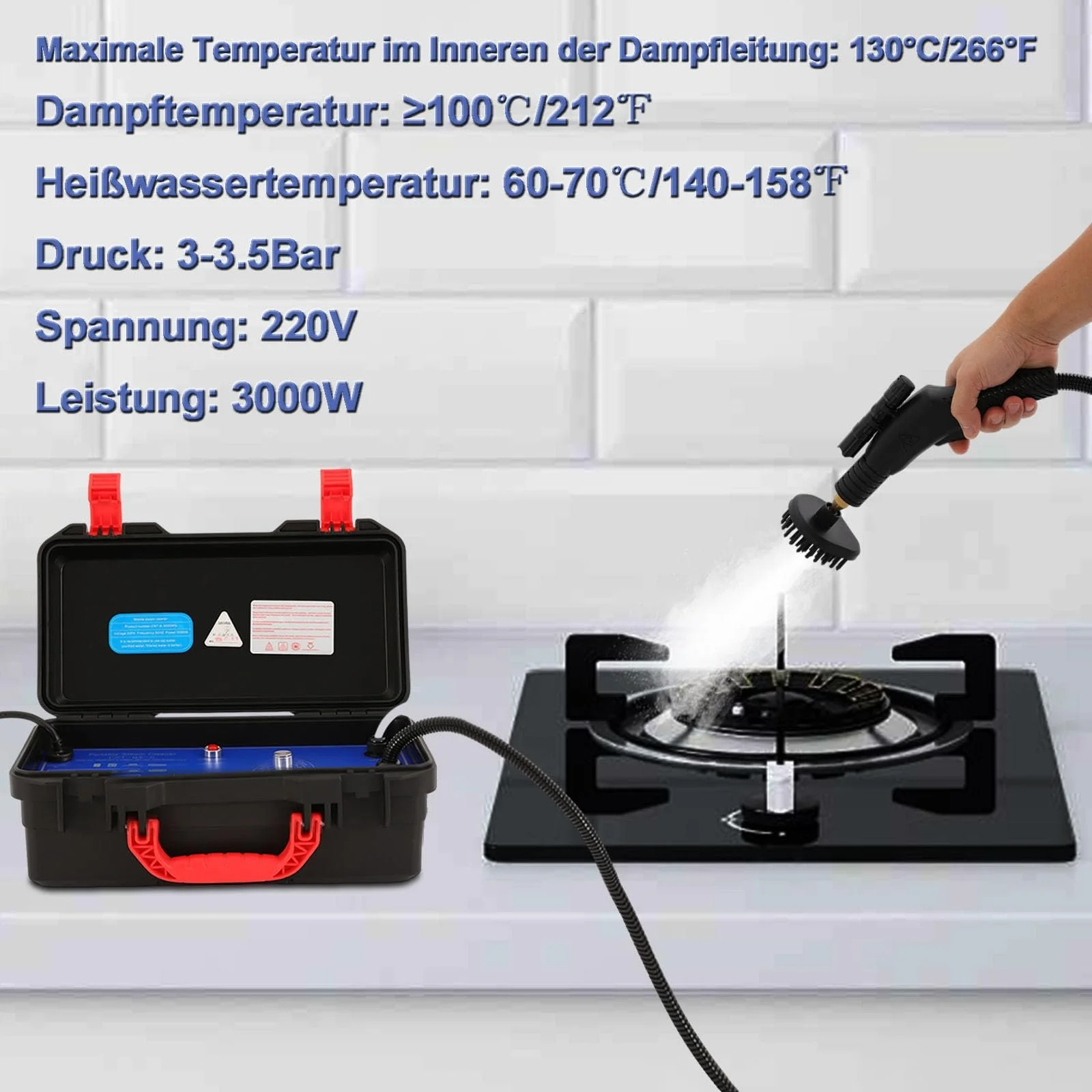 Пароочисник ручний 3-в-1 3000 Вт високий тиск, фото №2