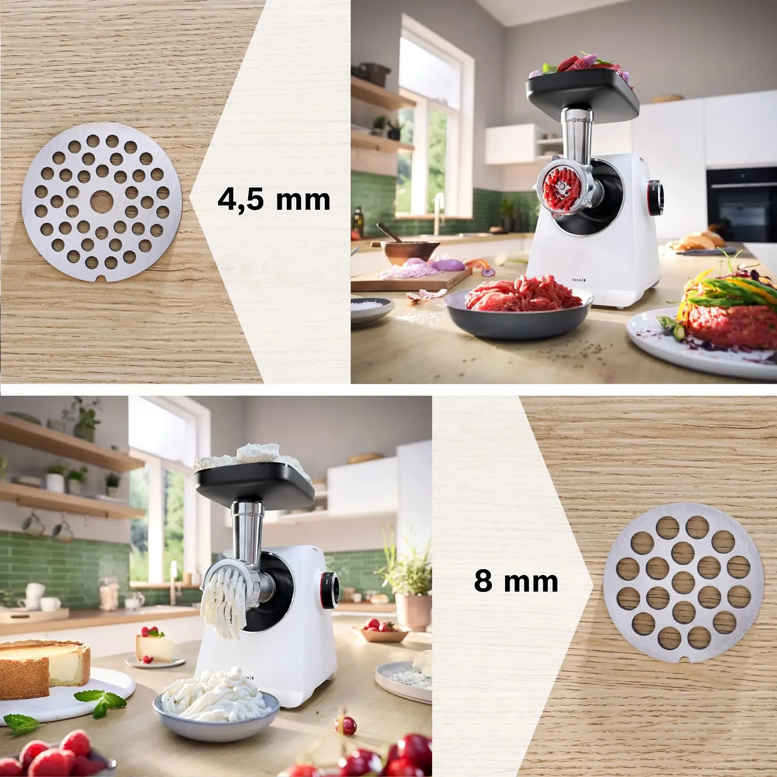 Мясорубка Bosch MultiPower MFWS607W Series 6 2100 Вт 2 диска Кеббе Белая, фото №9