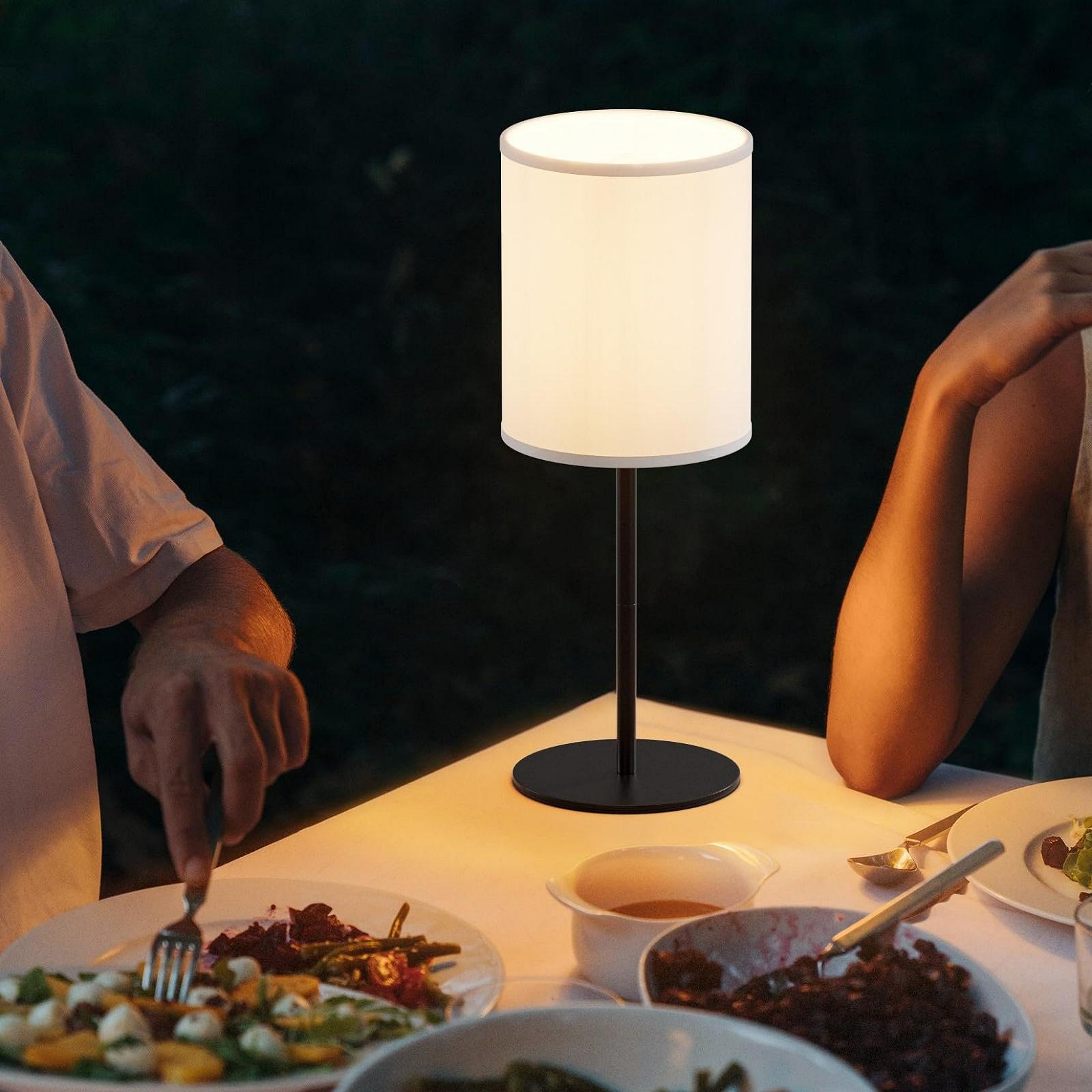 Настільна лампа LED Wireless Rechargeable Remote Dimmable Linen Shade Metal Black, фото №7