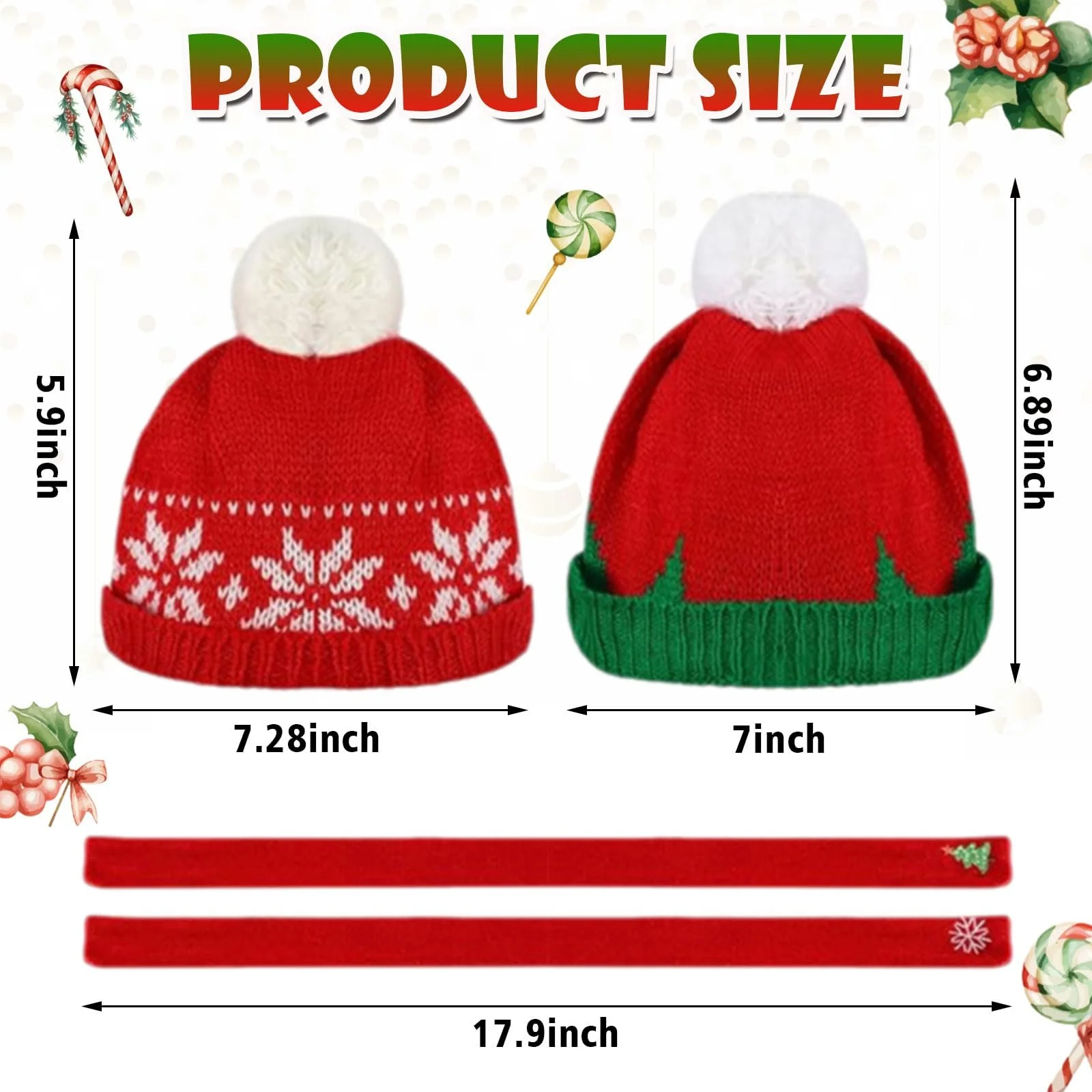 Набір лялькового одягу A Різдвяні шапочки та шарфи для ляльок 4 шт., фото №3 Набір лялькового одягу A Різдвяні шапочки та шарфи для ляльок 4 шт., фото №3