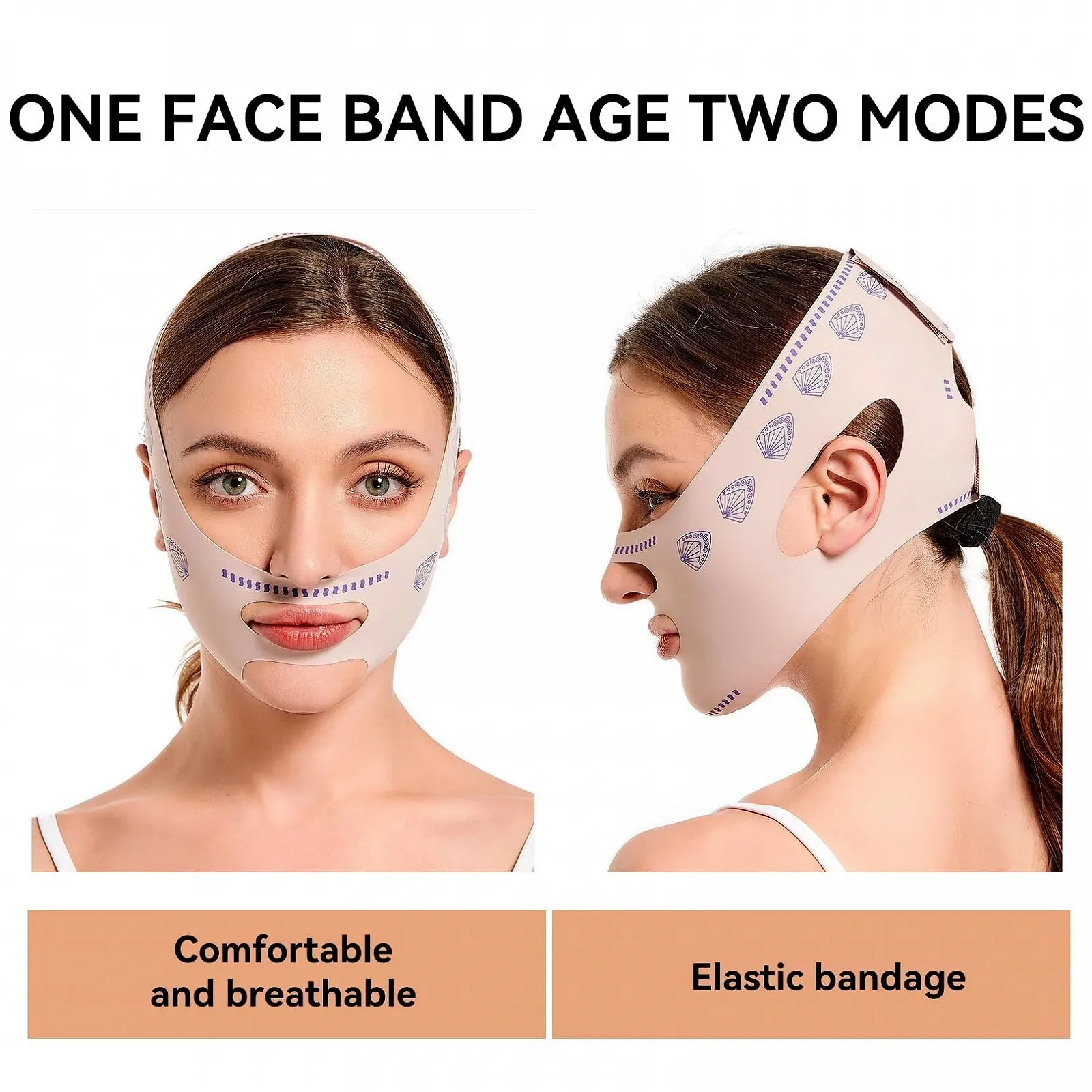 V Маски для лица, Маска для сна для скульптурирования лица Beauty Face Sculpting Sleep Mask V Line Lifting Mask, Многоразовый ремешок для уменьшения двойного подбородка, Улучшение морфологии лица, для дряблой кожи лица, фото №5