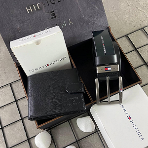 Чоловічий набір ремінь і гаманець в подарунковій упаковці Tommy Hilfiger - Фото 1