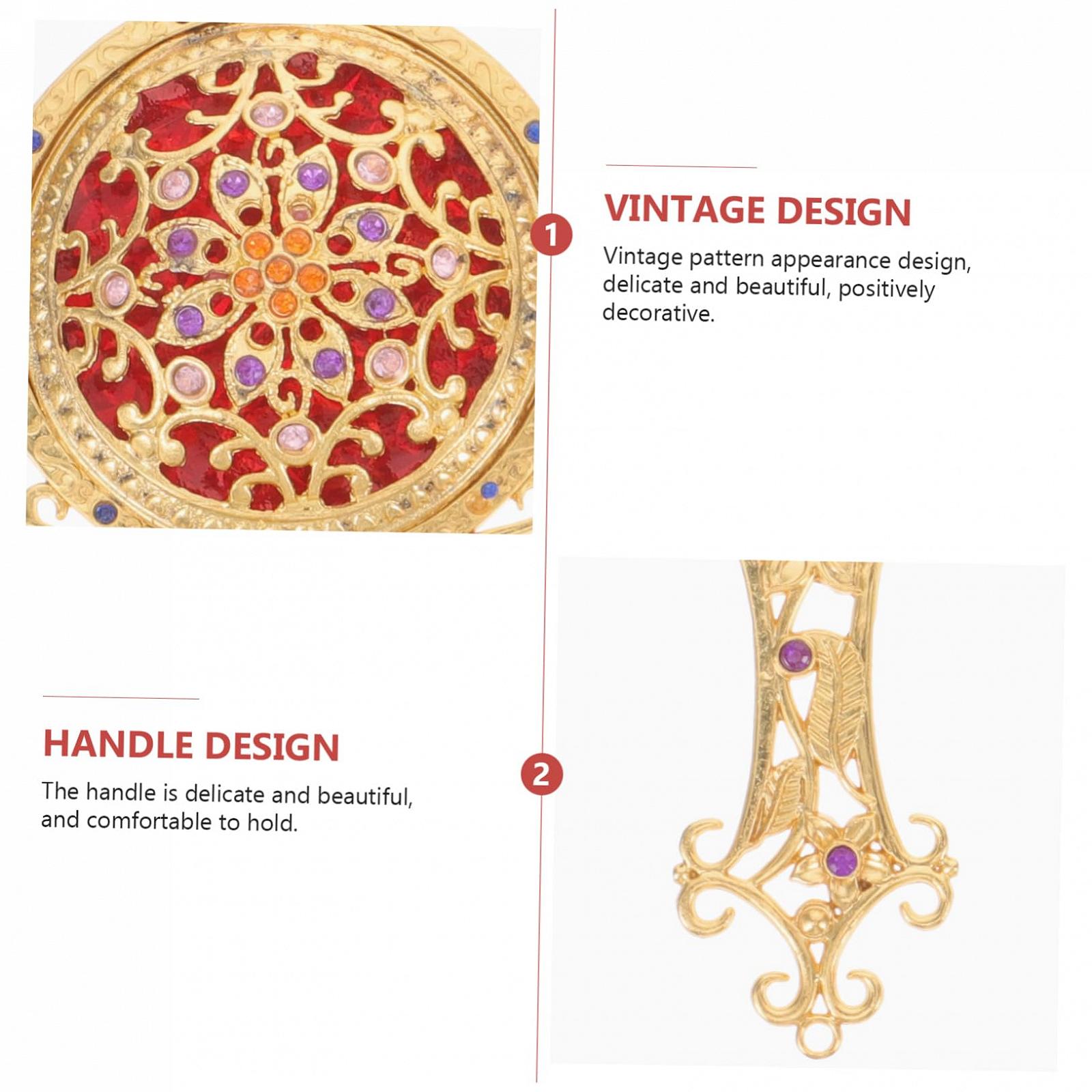 Зеркало Angoily Taschenspiegel 3 Sätze Ретро с ручкой метало Европейский стиль маленькое ручное, фото №4