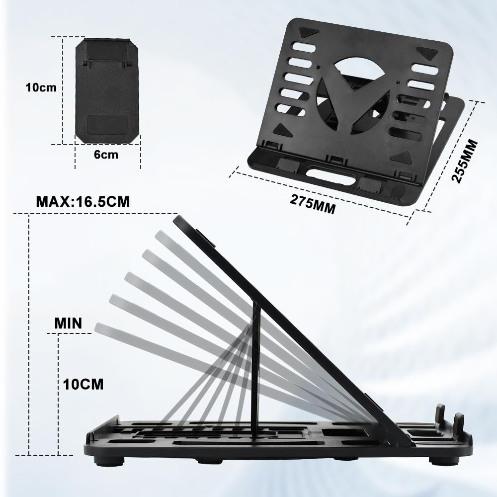 Подставка для ноутбука складная 8 уровней регулировки Черная подставка для ноутбука ABS Держатель для ноутбука вентилируемый Эргономичный держатель для ноутбука с настольной подставкой для мобильного телефона, фото №3 Подставка для ноутбука складная 8 уровней регулировки Черная подставка для ноутбука ABS Держатель для ноутбука вентилируемый Эргономичный держатель для ноутбука с настольной подставкой для мобильного телефона, фото №3