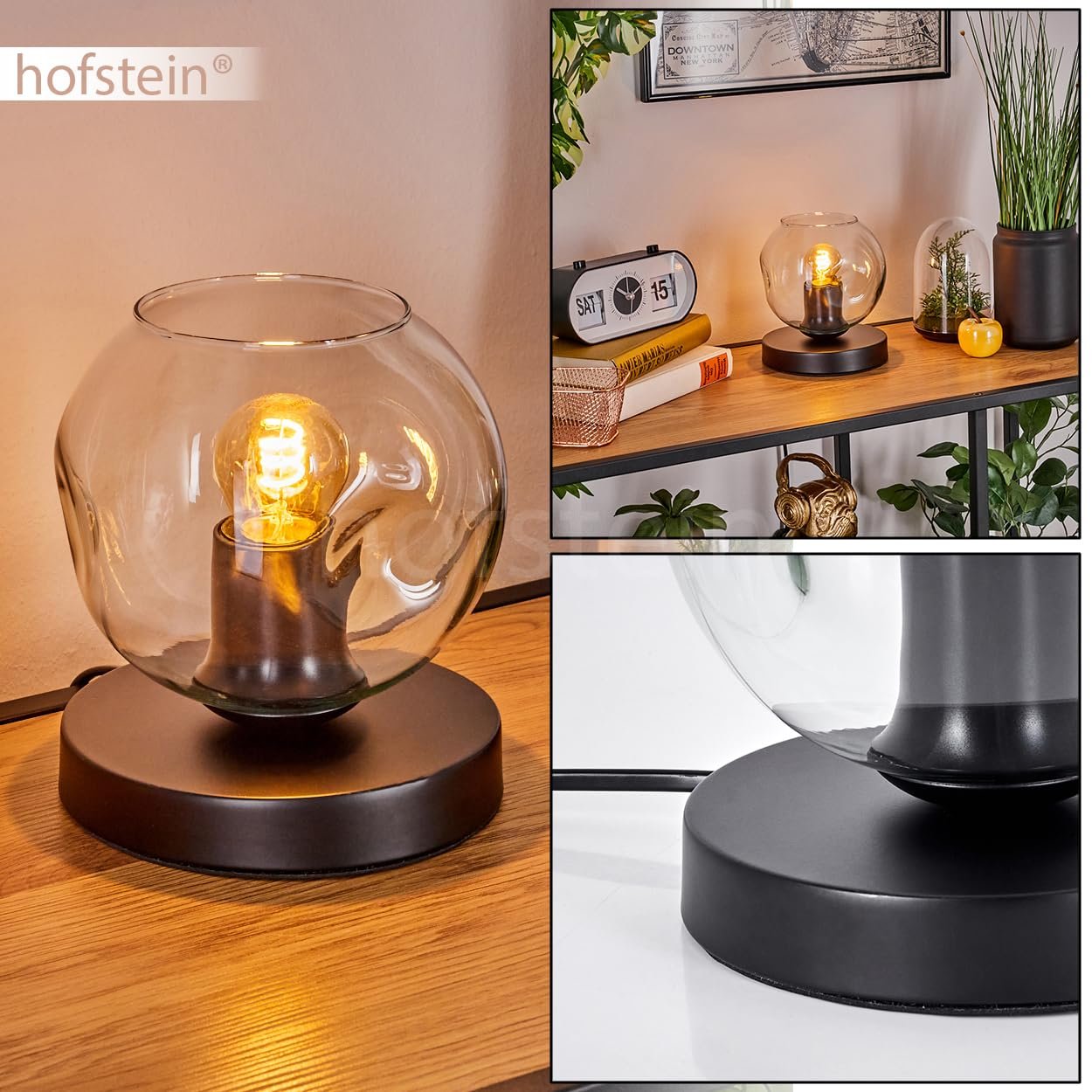 Настільна лампа Ripoll Метал/Скло 15 см 1 x E27 Чорний/Прозорий, фото №2