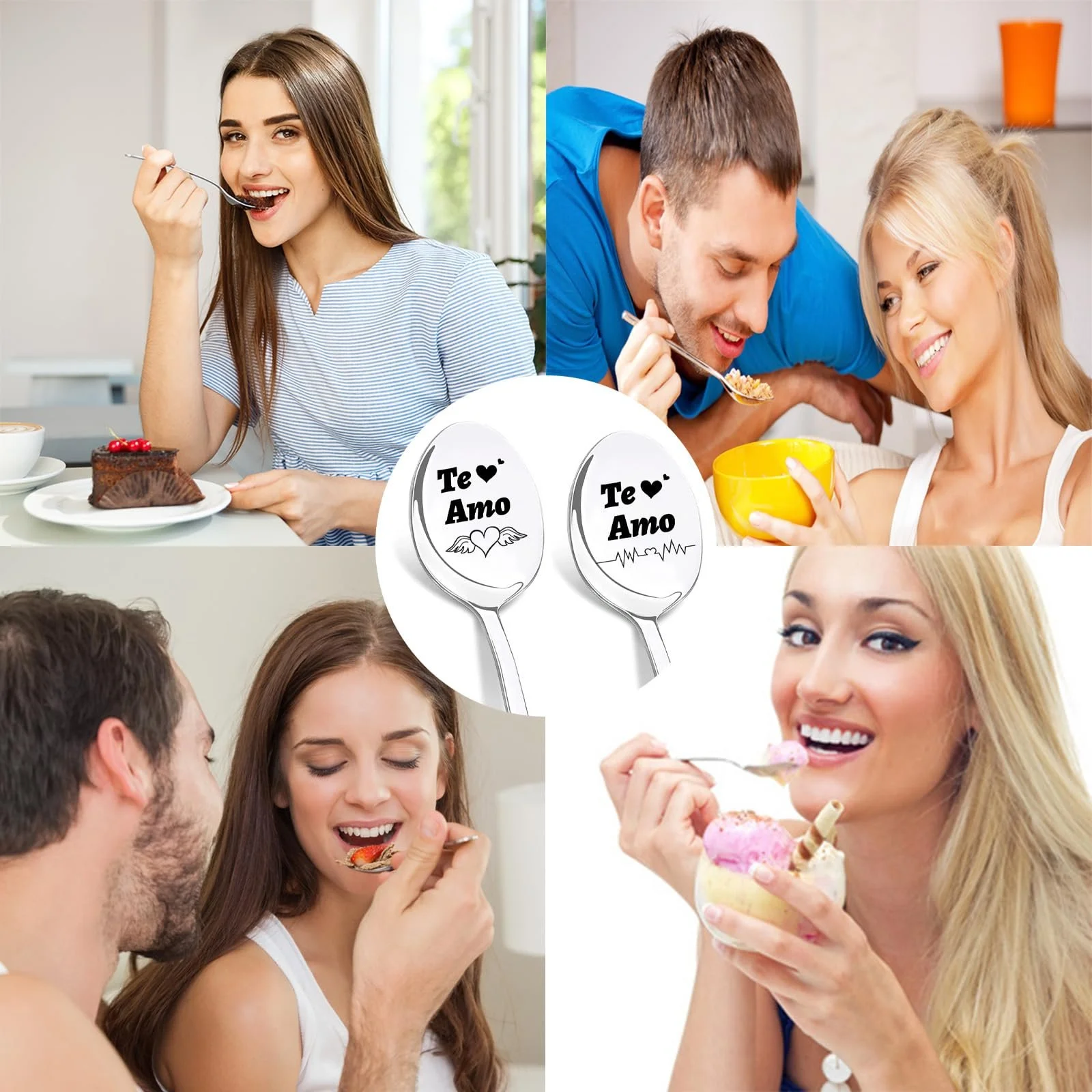 Набір з 2 кавових ложок з гравіюванням, подарунок на річницю для нього і для неї, фото №6