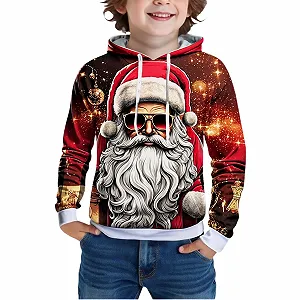 Рождественская толстовка для мальчиков с принтом Санты, праздничный флисовый свитер для детей, рождественская одежда, уютный мягкий пушистый верх для праздничных дней и семейных праздников - Фото 1