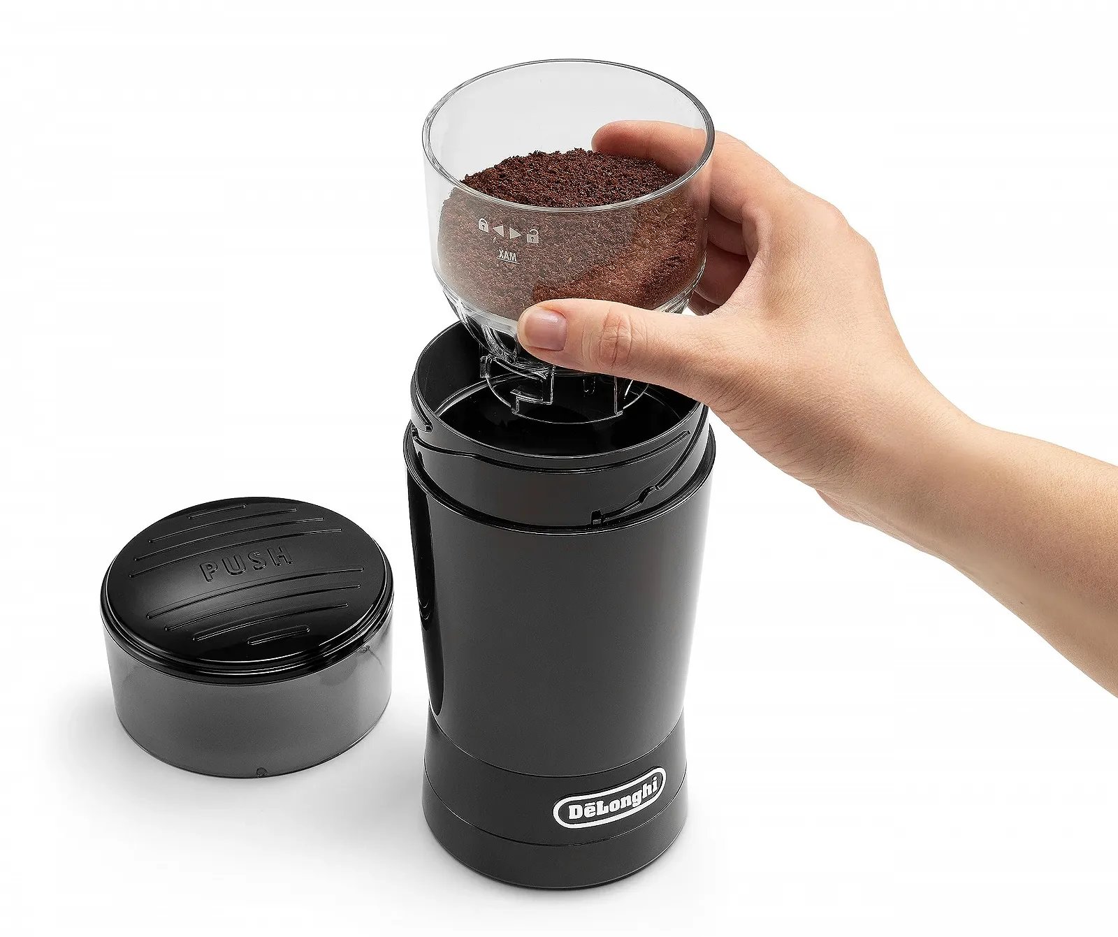 Кофемолка ножевая De'Longhi KG200 Электрическая Нержавеющая сталь Черная, фото №3