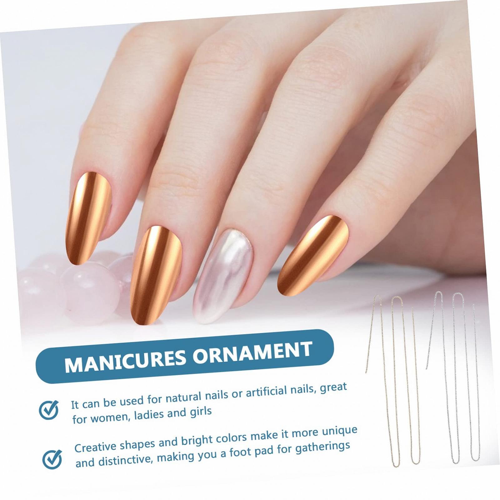 Цепочка для ногтей WOONEKY Набор 2 шт. Медные стразы, фото №2