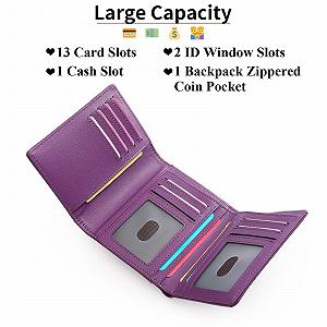 Кошелек SENDEFN Кожаный для женщин Трифолд Маленький RFID-защита Карман для монет на молнии Много отделений для карт Фиолетовый Винтаж synthetic.ua - Фото 1