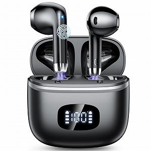 Bluetooth Наушники, Беспроводные Bluetooth 5.3 Наушники с 4 ENC Микрофонами Шумоподавления, Беспроводное HiFi Стерео, LED Дисплей, 40 Часов Воспроизведения, USB-C, Вставные Наушники для Работы, Игр, Спорта - Фото 1