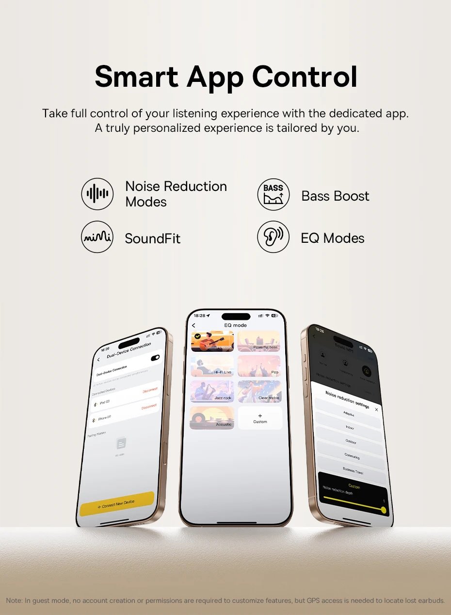 Навушники Baseus Bowie MP1 Hi-Res LDAC ANC -55dB 6-Mic Black, фото №9 Навушники Baseus Bowie MP1 Hi-Res LDAC ANC -55dB 6-Mic Black, фото №9