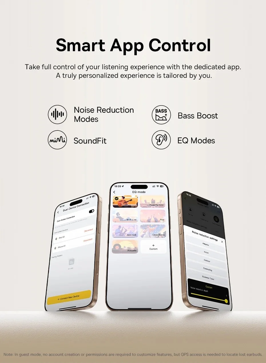 Наушники Baseus Bowie MP1 Hi-Res LDAC ANC -55dB 6-Mic Black, фото №9