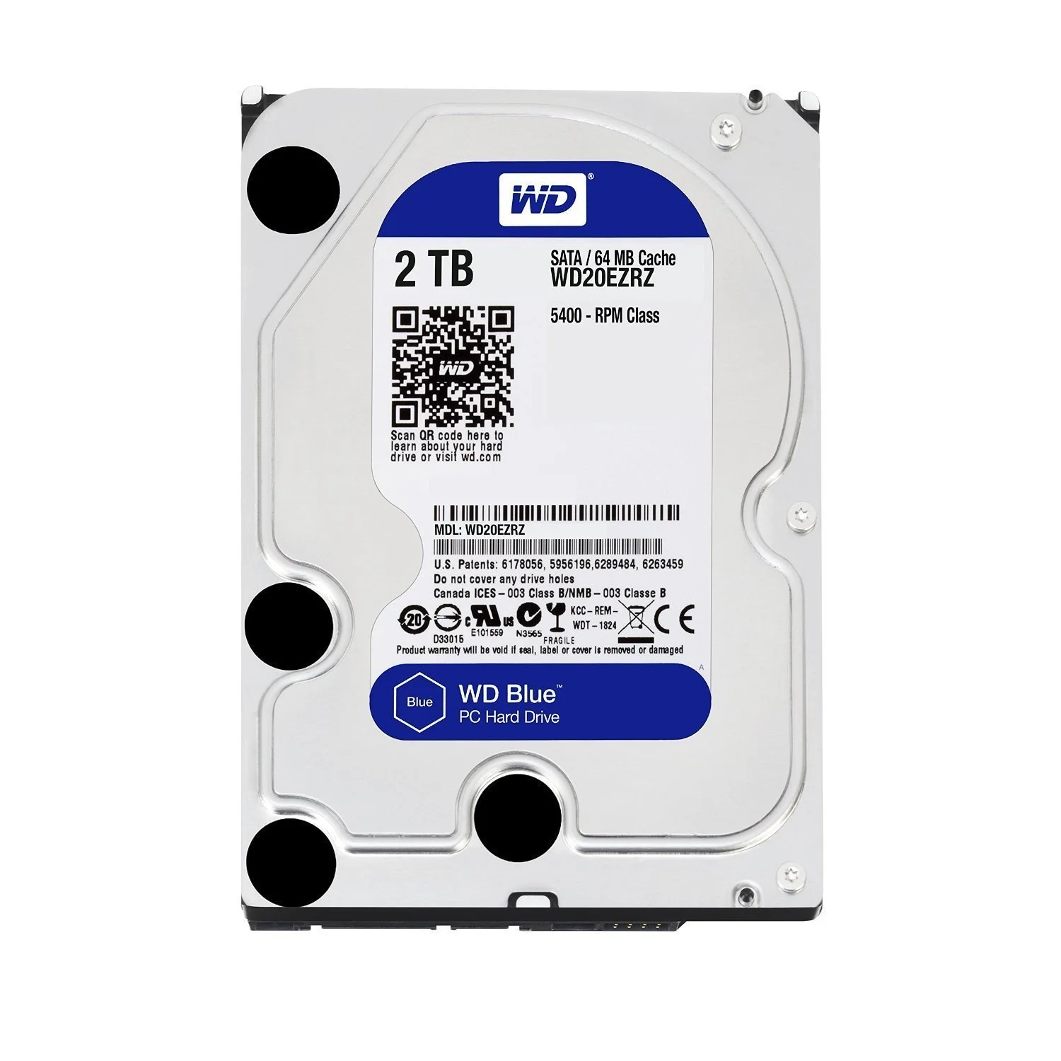 Внутрішній жорсткий диск WD Blue WD20EZRZ 2 TB 3,5 дюйма SATA 6 Gb/s, фото №1