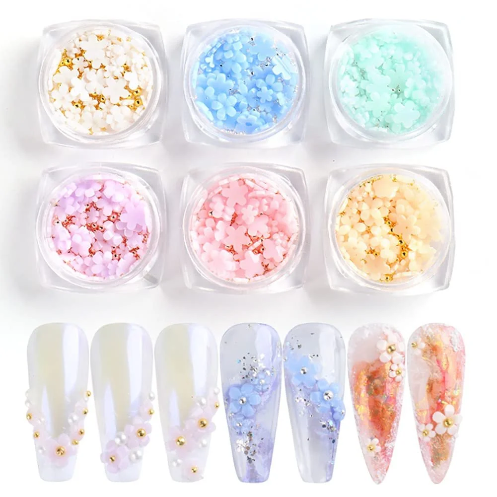 Подвески для дизайна ногтей Цветы, 40 шт, цветы, шарики стальные, набор для ногтей, акриловые заклепки для ногтей, маникюрные аксессуары для женщин и девушек, желтый, фото №2