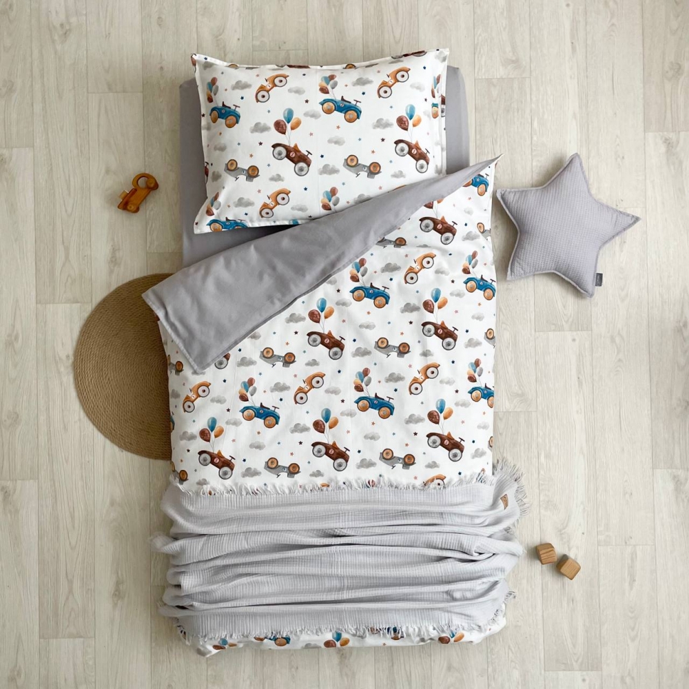 Комплект постільної білизни на ліжко 160х80 см фланель Машинки, фото №1