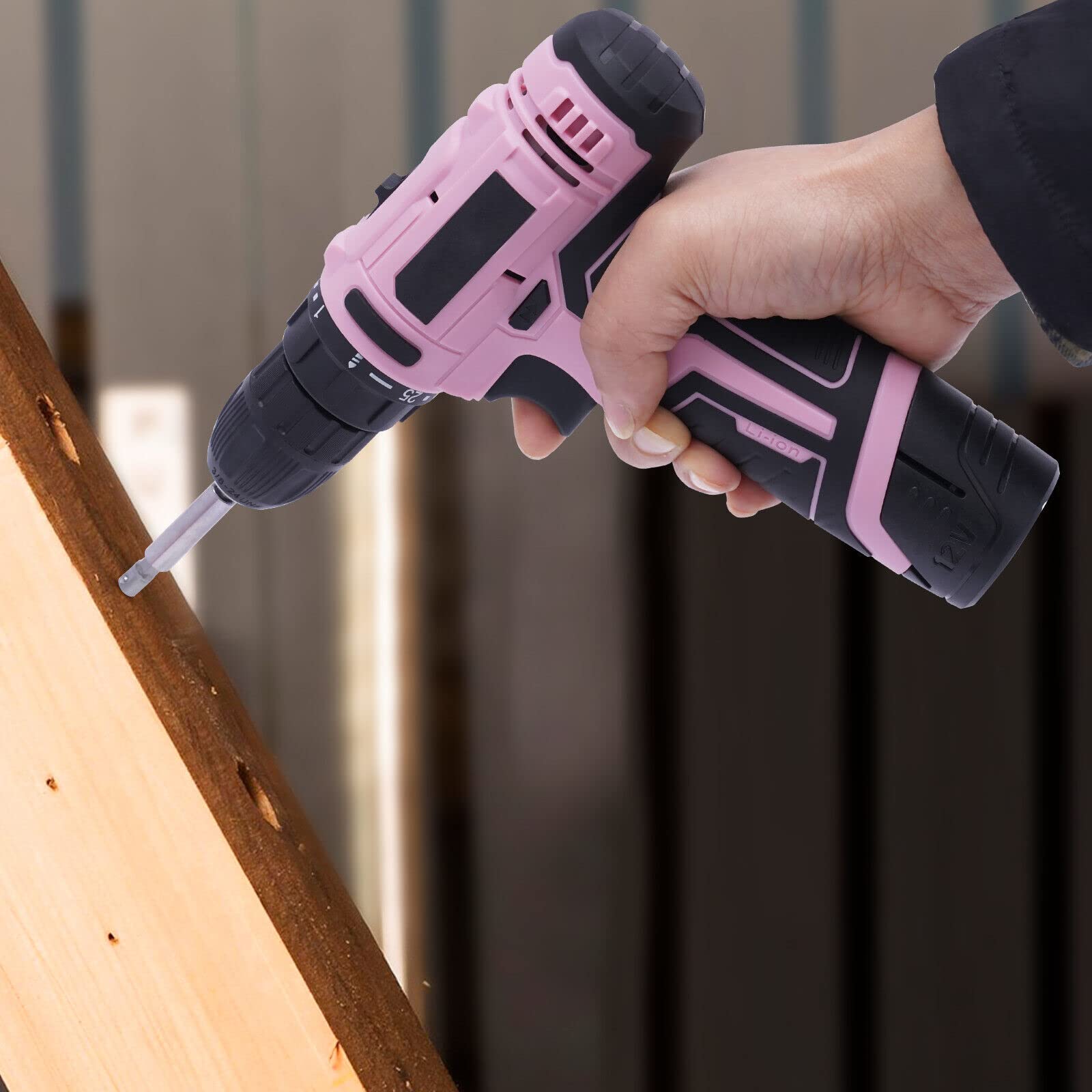 Акумуляторний дриль набір Electric Cordless Screwdriver Professional 26-Piece 12 В рожевий, фото №3