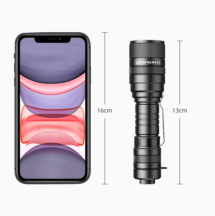 Фонарик ручний акумулятор з зумом F5 SuperFire 1100 Lumen IP43, фото №7
