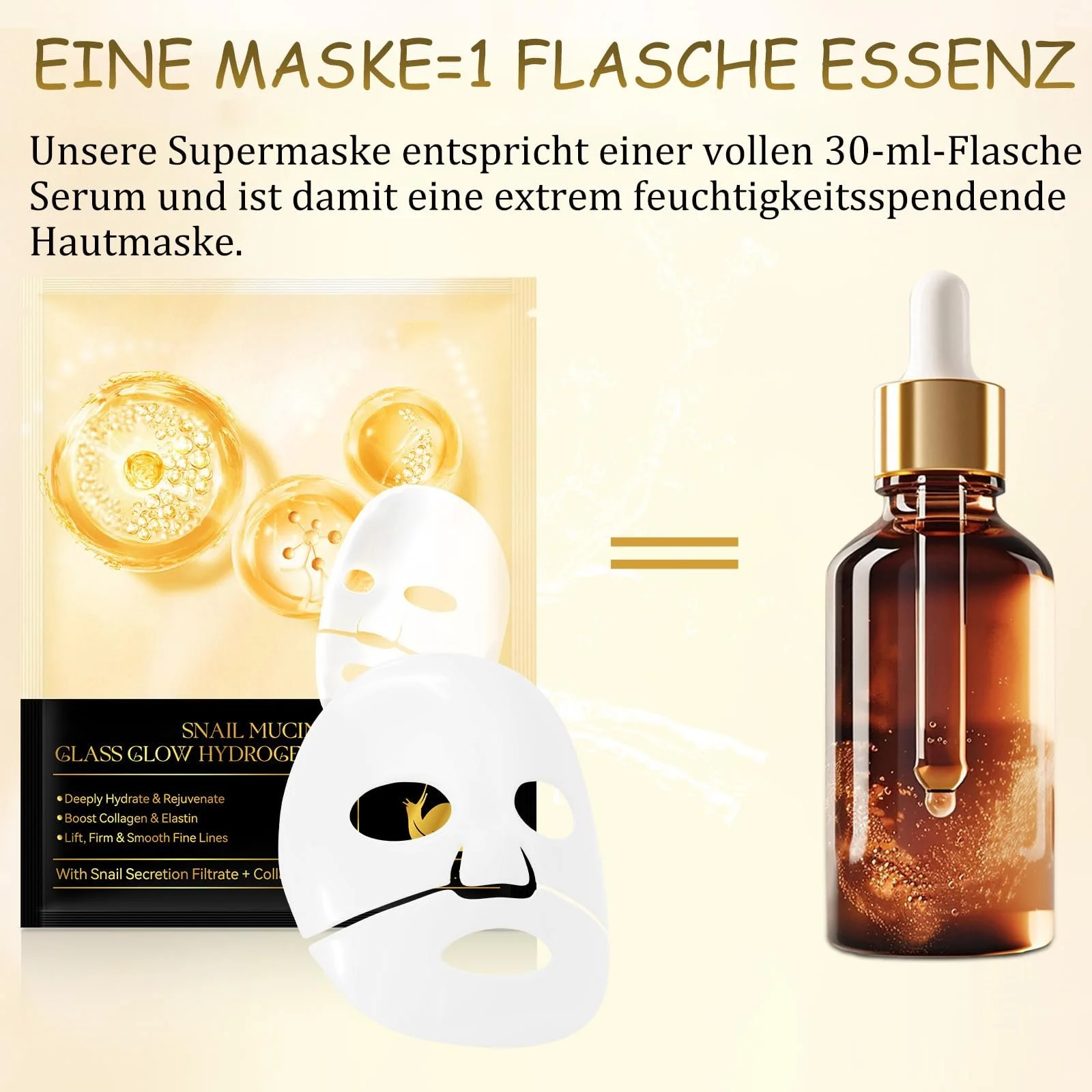 Гидрогелевая маска для лица Snail Mucin Glass Glow, 4 шт, Маска для лица из слизи улитки против морщин, Маска для стеклянной кожи для сухой кожи, Коллагеновая маска для увлажнения, Антивозрастная маска для всех типов кожи, фото №7