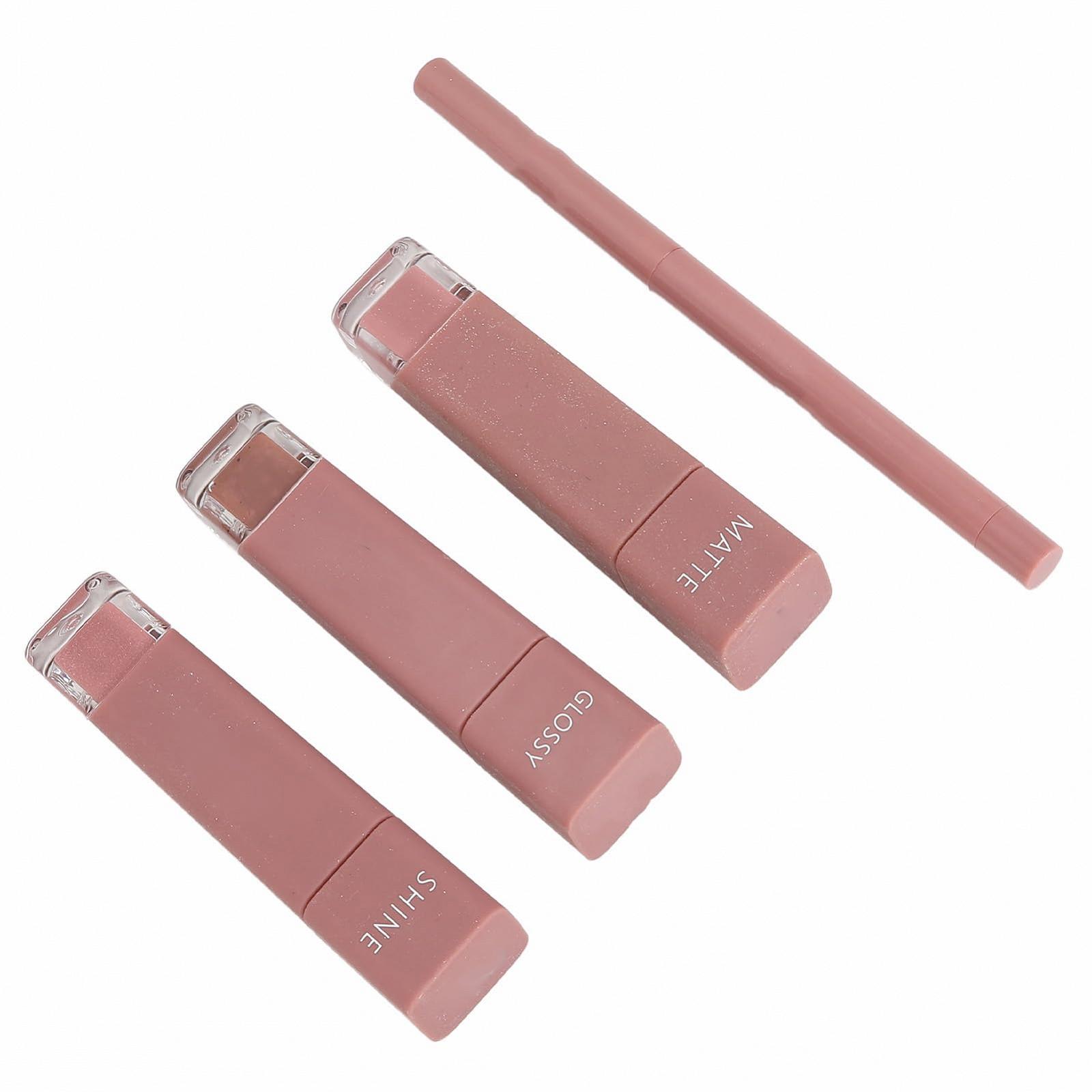 Набір блисків для губ, 4 стійкі дощовики в 1 Матовий блиск для губ з підкладкою для жінок для зустрічей, фото №7