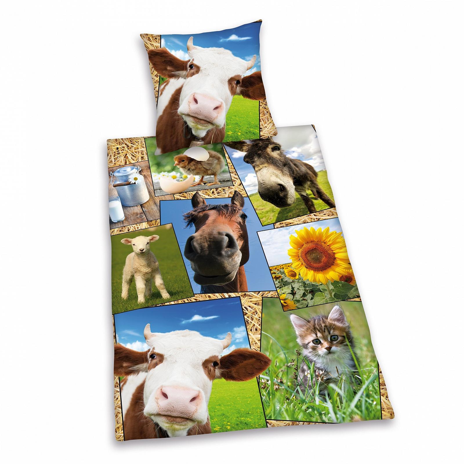 Постільна білизна Young Collection Ферма, наволочка 80 x 80 см та підковдра 135 x 200 см, 100% бавовна, Renfo, фото №1