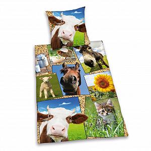 Постільна білизна Young Collection Ферма, наволочка 80 x 80 см та підковдра 135 x 200 см, 100% бавовна, Renfo - Фото 1