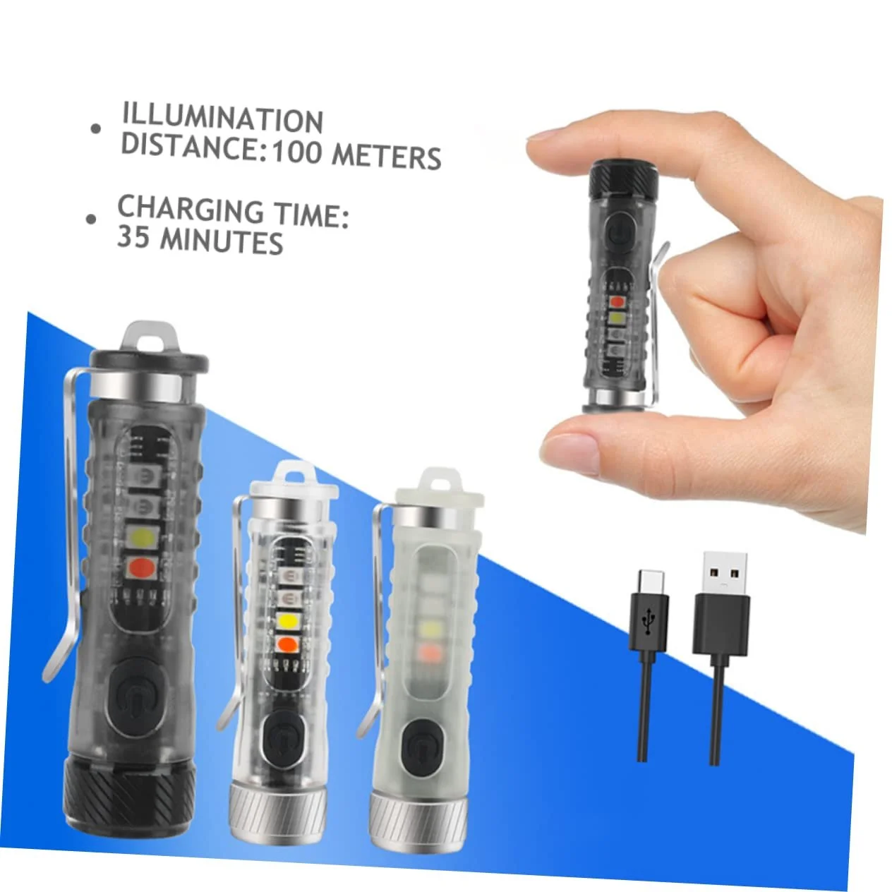 Брелок-фонарик Yardwe 3шт Перезаряжаемый фонарик LED Рыболовный фонарик Брелоки Мини фонарик Брелок Фонарики для кемпинга Маленькие фонарики, фото №8