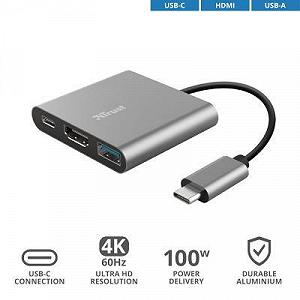 Концентратор Trust Dalyx 3-in-1 Multiport USB-C Adapter Aluminium 23772 synthetic.ua - Фото 1