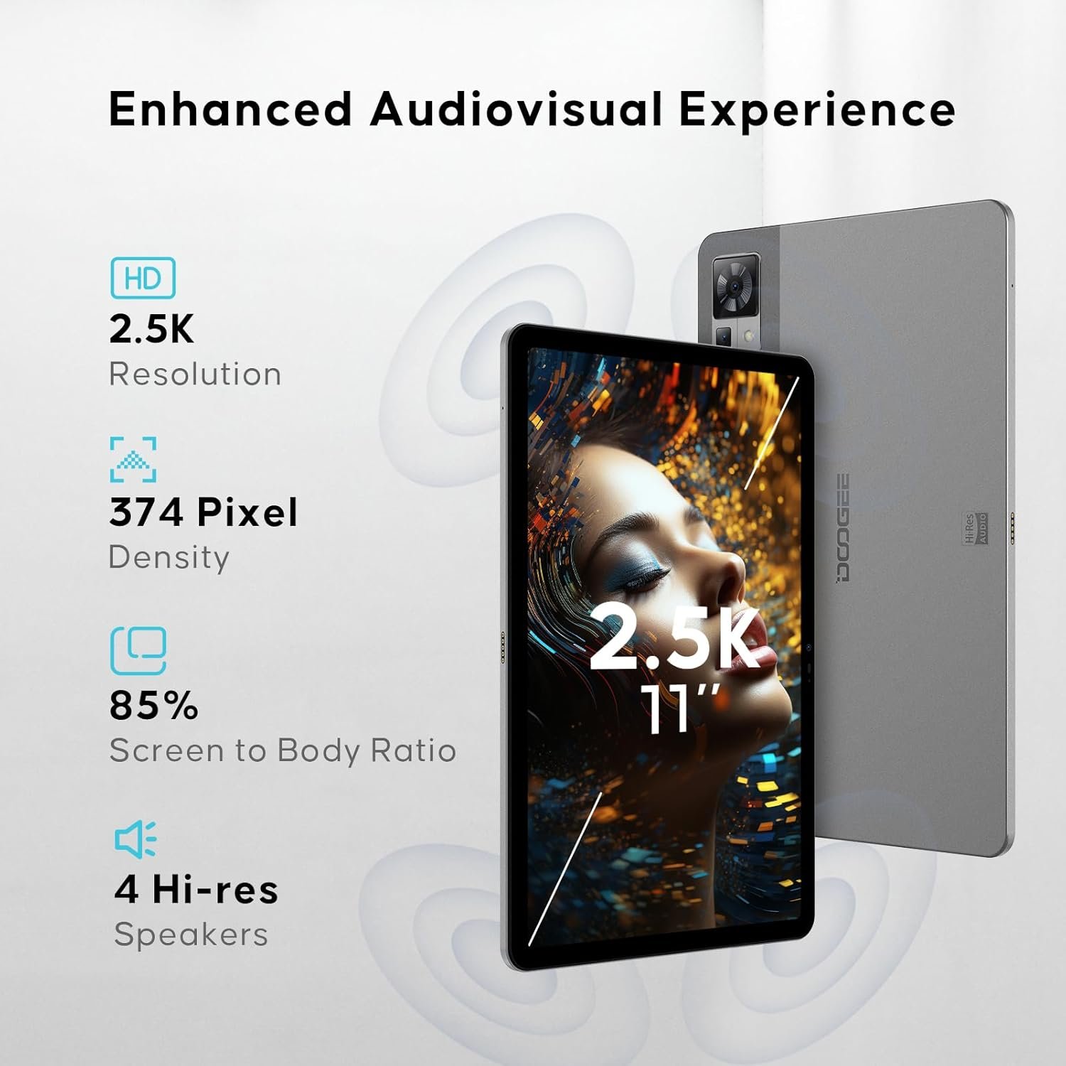 Планшет 10.1" WQHD DOOGEE T30Pro 8/256ГБ 4G 2-SIM 8 ядер Android 13 8590 mAh Сірий, фото №3