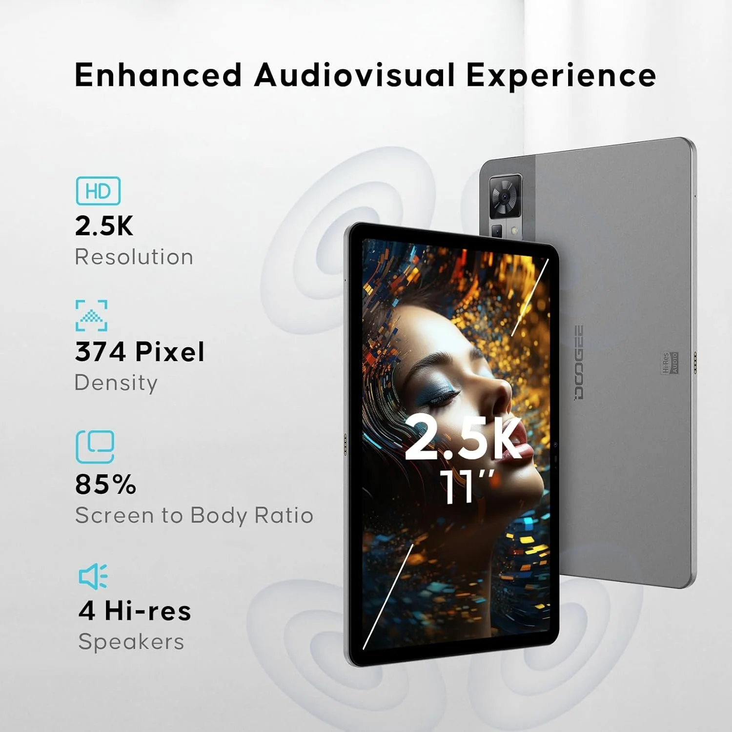 Планшет 10.1" WQHD DOOGEE T30Pro 8/256ГБ 4G 2-SIM 8 ядер Android 13 8590 mAh Сірий, фото №3