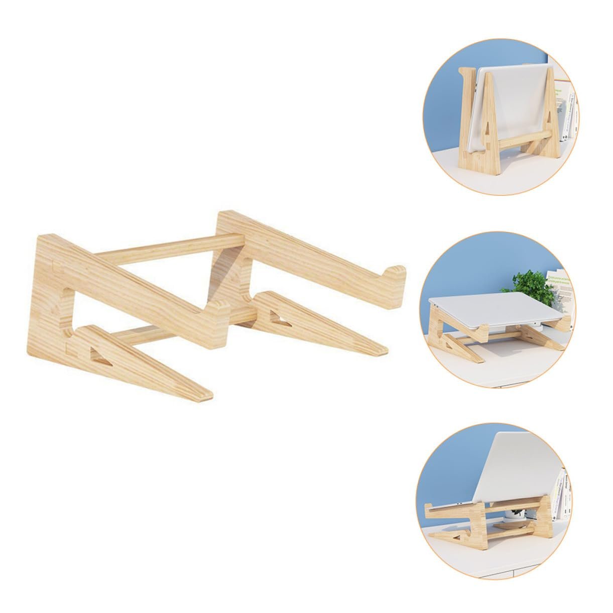 Практичная деревянная подставка для ноутбука для эргономичного поднятия компьютера с углом наклона, нескользящая и устойчивая для стола и офиса для удержания ноутбука и блокнота, фото №9