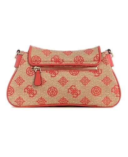 Сумка через плече GUESS Beyza Flap, коралово-червоний логотип, фото №3