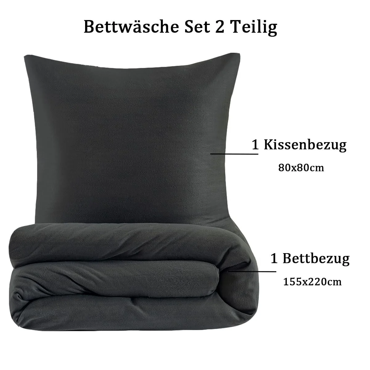 Комплект постільної білизни Nesture Winter Warm Thermal Fleece 155 x 220 см, антрацит, фото №7