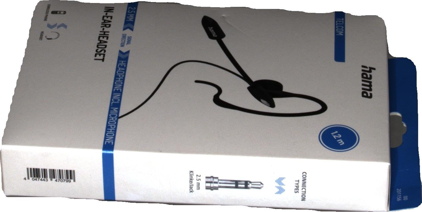 Гарнітура Hama In-Ear з мікрофоном для бездротових телефонів (2.5 мм роз'єм, дротова гарнітура, вкладиші з мікрофоном, моно, на одне вухо), з вушною петлею, вимикачем звуку, кліпсою) Чорний, фото №5