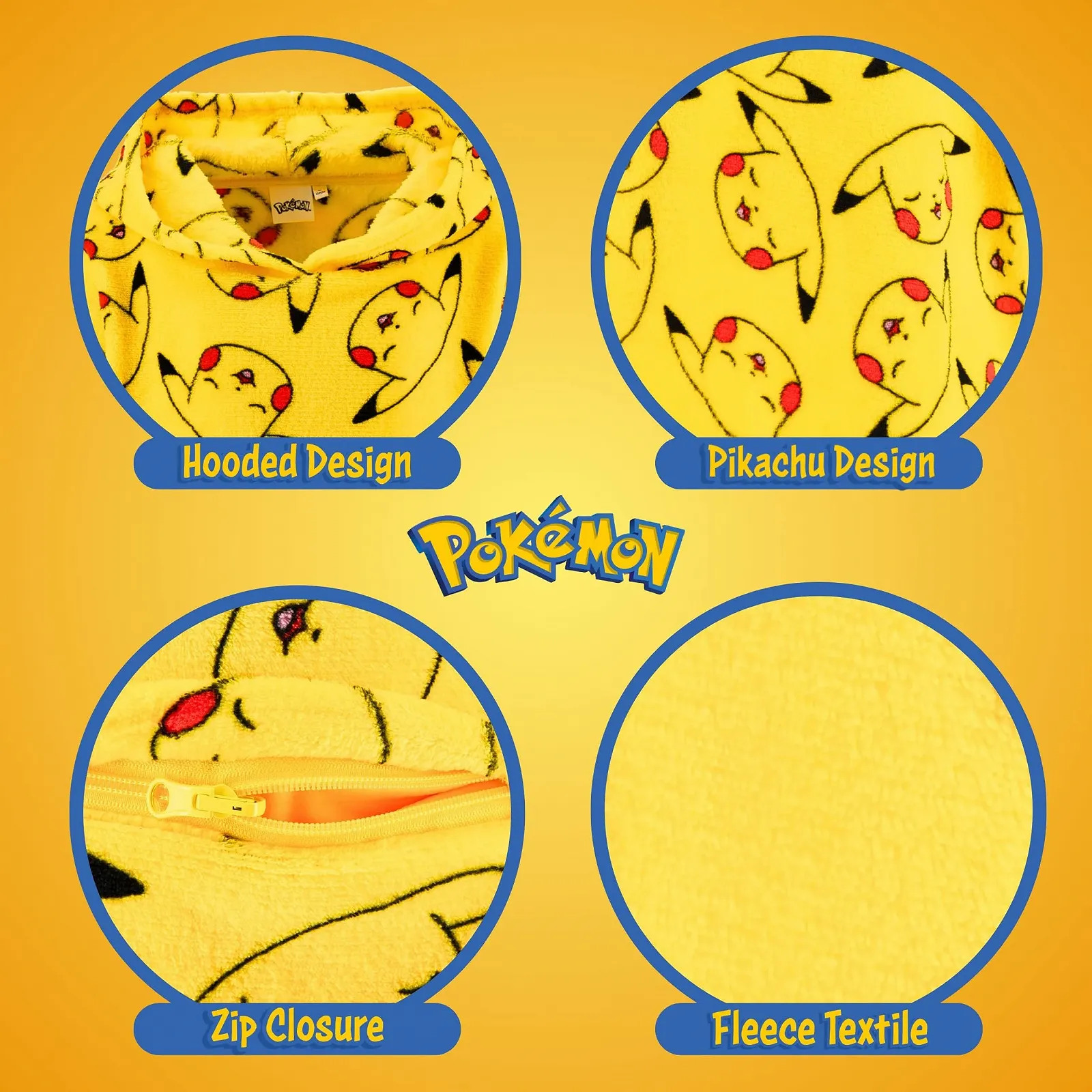 Ковдра-худі для хлопчиків Pokemon, м'яка флісова ковдра з дизайном, фото №4 Ковдра-худі для хлопчиків Pokemon, м'яка флісова ковдра з дизайном, фото №4