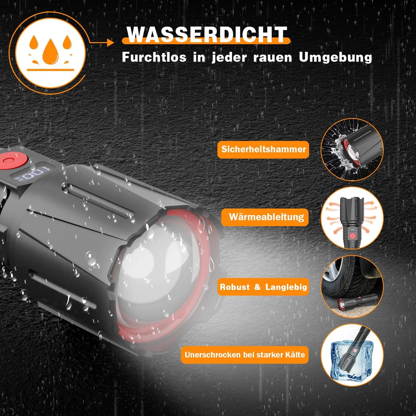 Ліхтар LED Акумуляторний 500 000 Люмен, LED Ліхтар Надзвичайно Яскравий Військовий, Дуже Яскраві Акумуляторні, фото №8