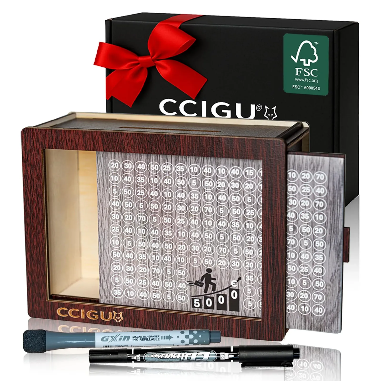 Скарбничка 2025 дерев'яна з лічильником та маркером дерев'яна A+, фото №1