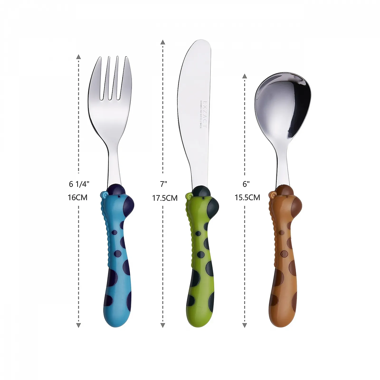 Набор детских столовых приборов Exzact 6 предметов, нержавеющая сталь, 2 вилки, 2 безопасных ножа, 2 ложки, фото №3 Набор детских столовых приборов Exzact 6 предметов, нержавеющая сталь, 2 вилки, 2 безопасных ножа, 2 ложки, фото №3