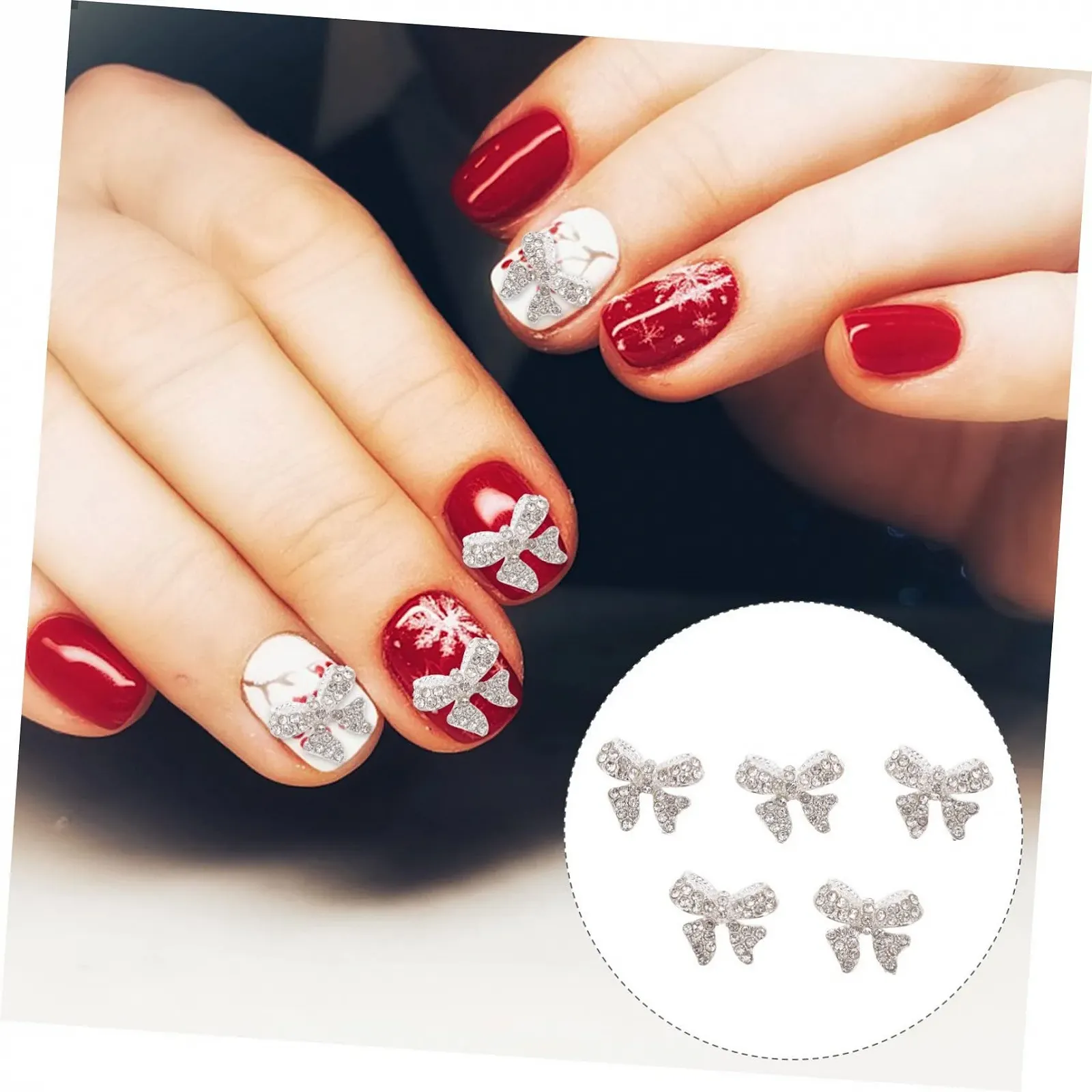 Підвіска для нігтів Бантик Сріблястий цинковий сплав, фото №8