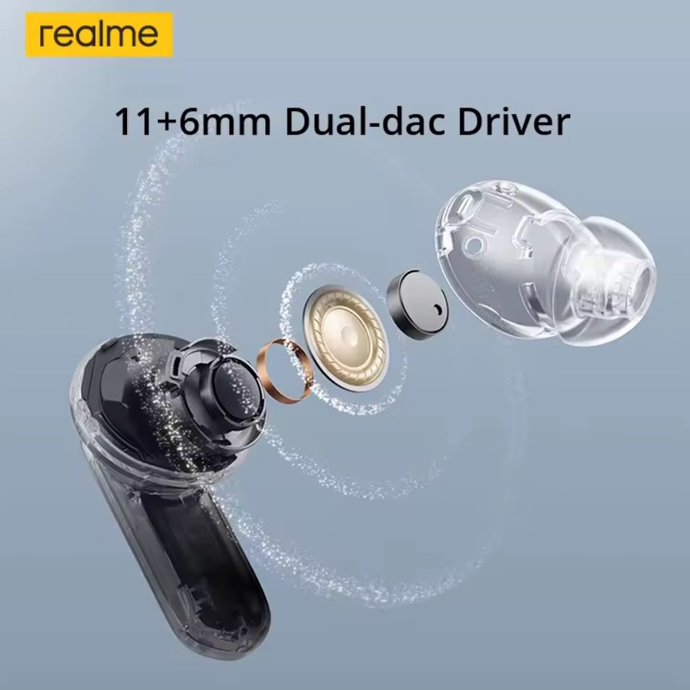 Навушники Realme Buds Air7 Pro Black AI 53dB ANC Dual-dac Driver LHDC 5.0, фото №6