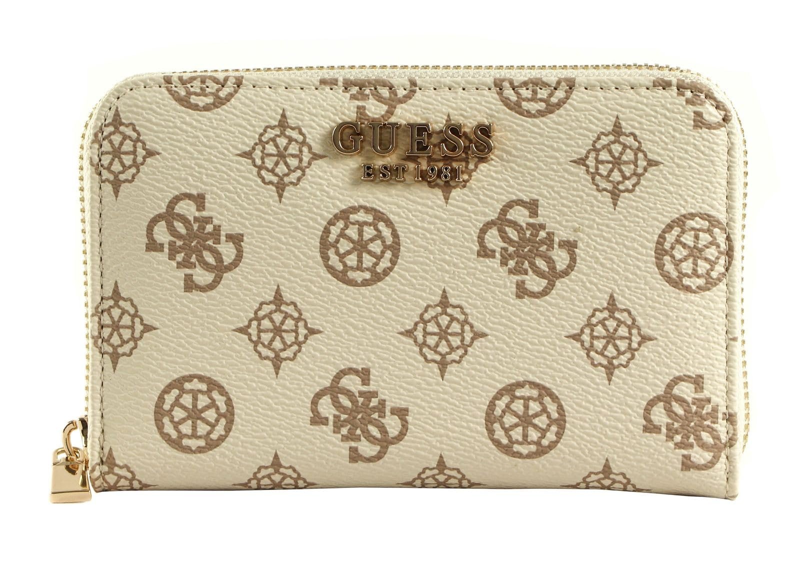 Кошелек GUESS Laurel SLG Medium Zip Around Cream Logo, кремовый логотип, фото №3