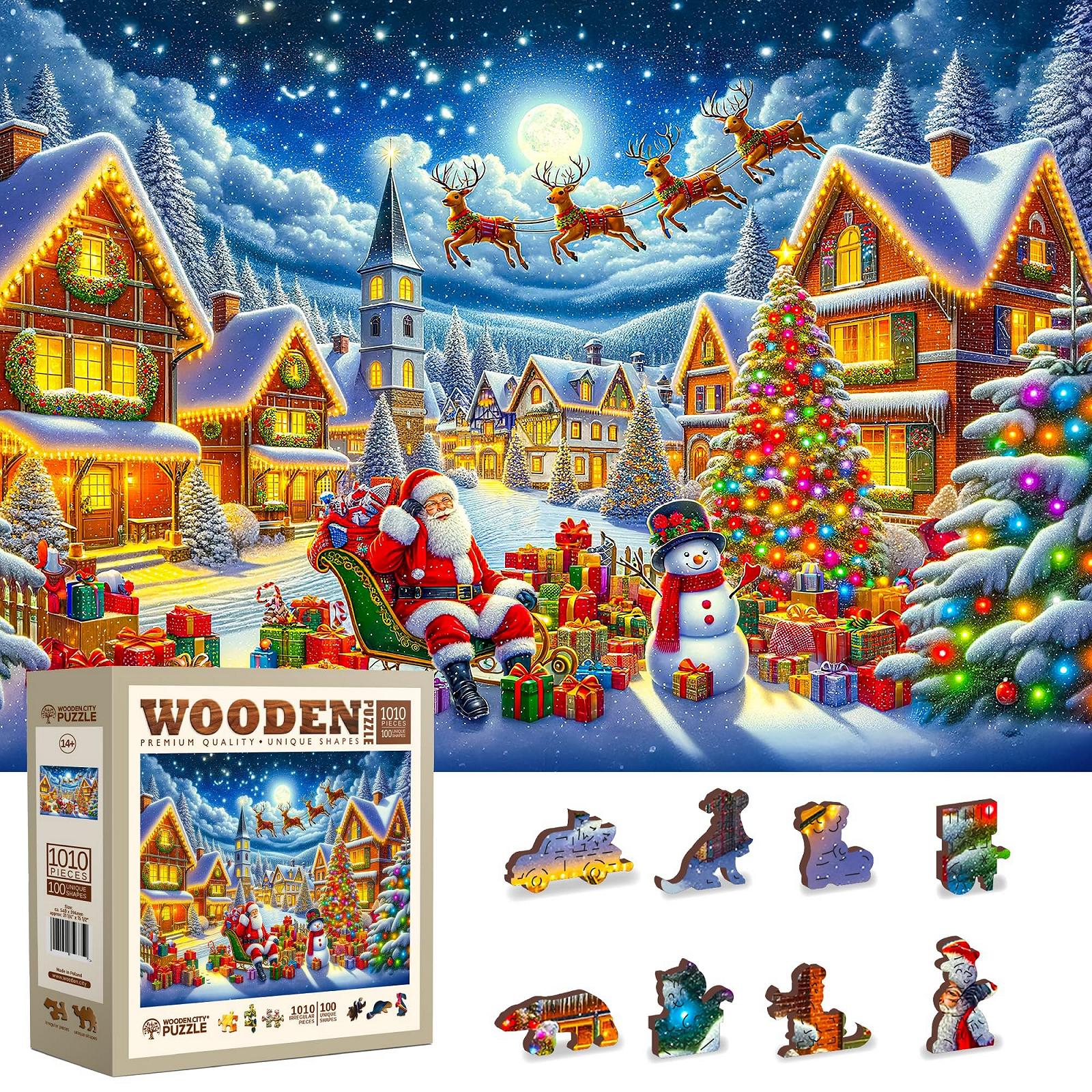Дерев'яний пазл WOODEN.CITY Santa Claus Merry Journey 1000 елементів 54,0 x 39,4 см, фото №1