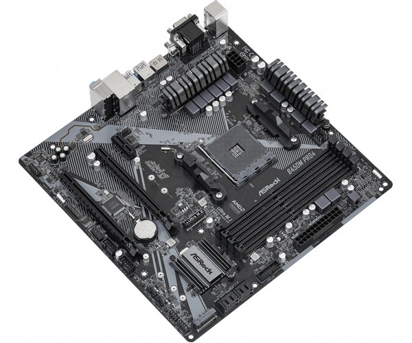 ASRock B450M Pro4 R2.0 (AM4/B450, 4*DDR4, 2xPCIex16 DVI-D/HDMI/VGA 4xSATAІІІ M.2, GLan 8ch mATX, фото №3