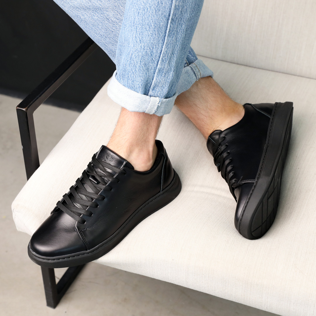 Кеди шкіряні чоловічі 586426 Чорні 40 41 42 43 44 45, фото №4