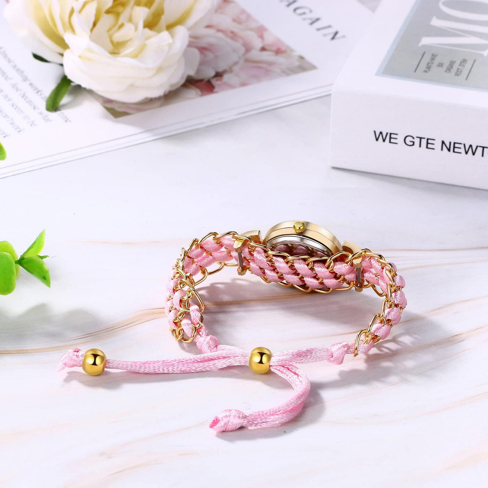 Аналоговые часы JewelryWe Ретро Плетеный Ремешок Металлический Браслет Бриллиант со Стразами для Женщин, фото №3