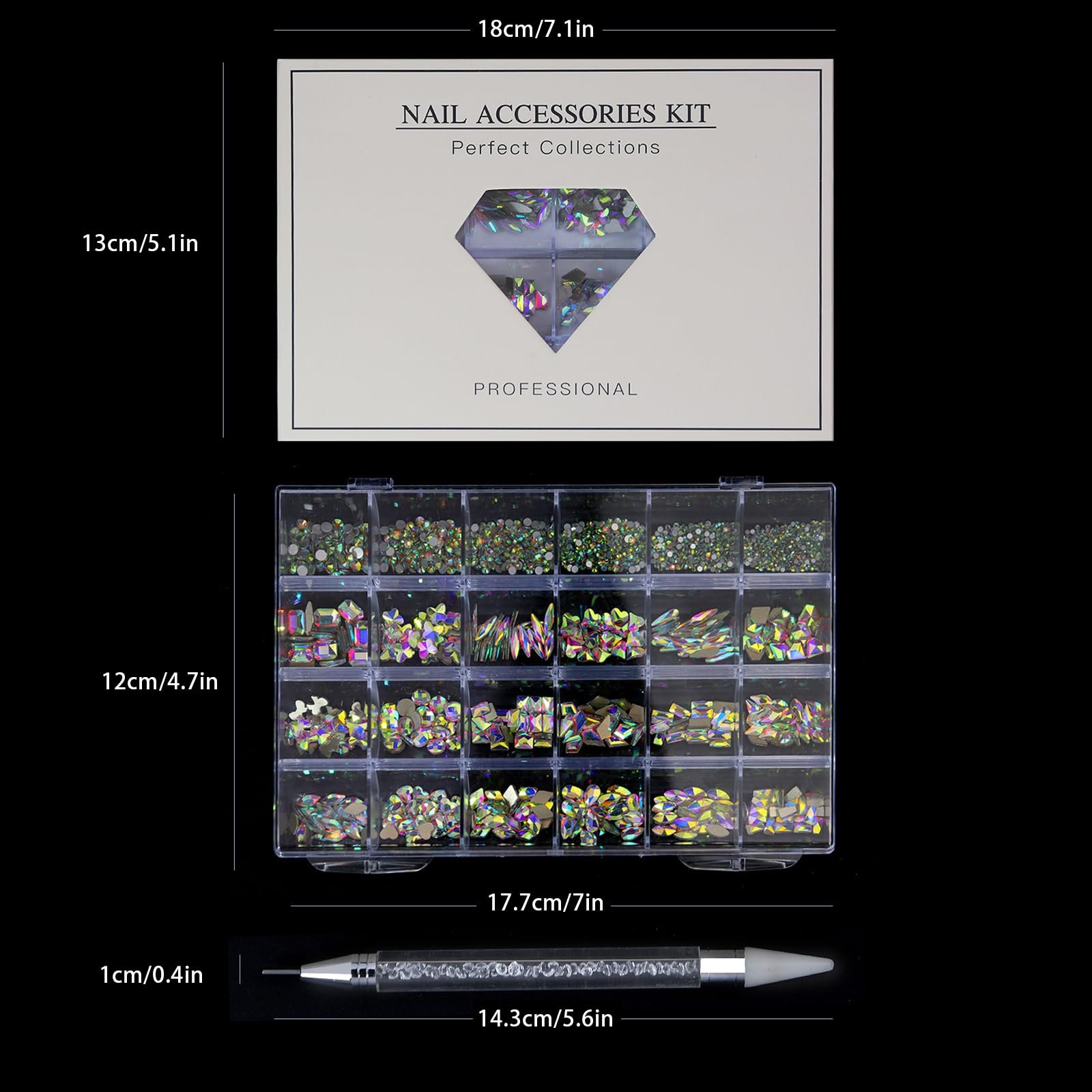 Стрази для нігтів Скляні діаманти Плоска задня частина 3D Стрази, фото №3