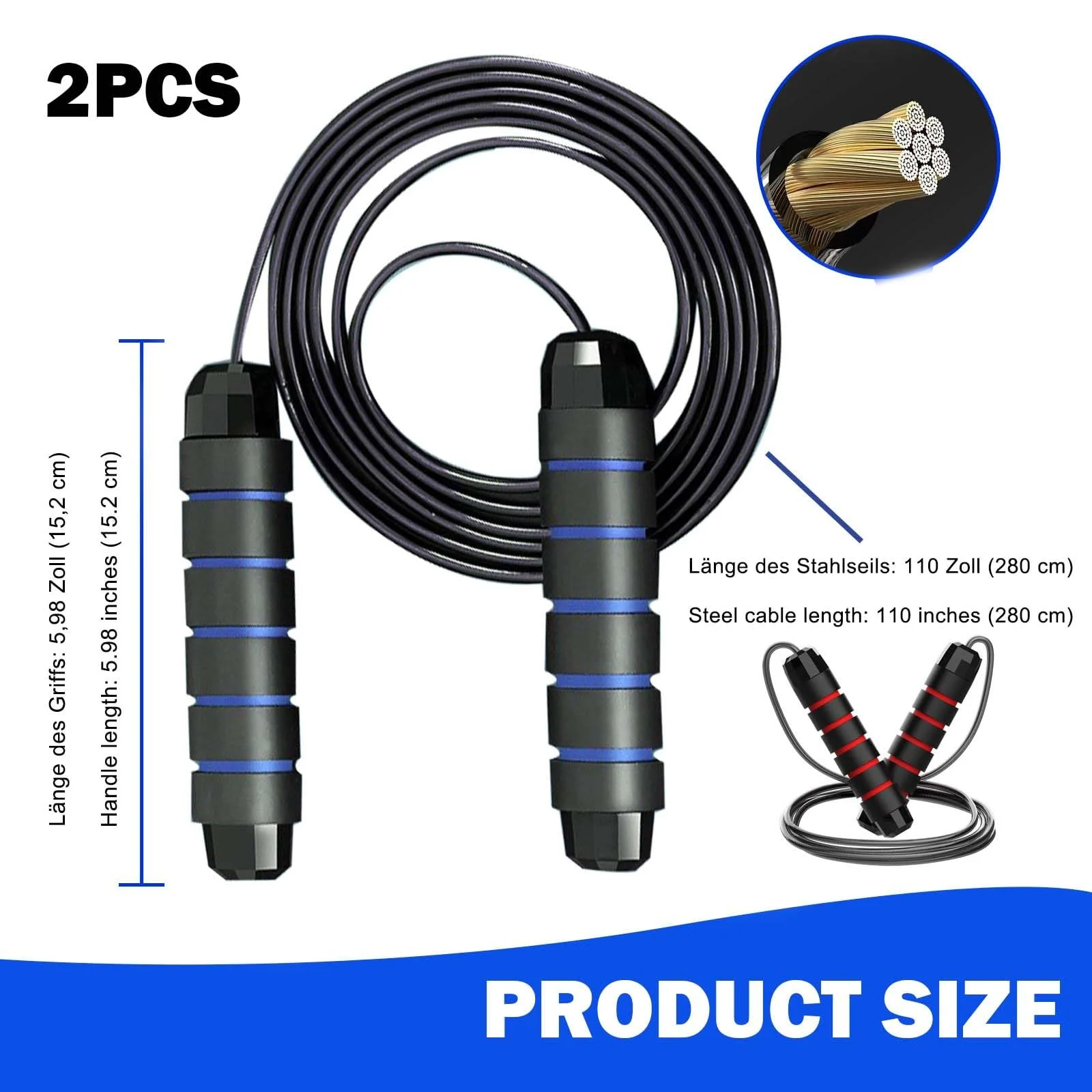 Скакалка Speed Rope 2 шт. Set Adjustable Foam Handle 2,8 м, фото №2 Скакалка Speed Rope 2 шт. Set Adjustable Foam Handle 2,8 м, фото №2