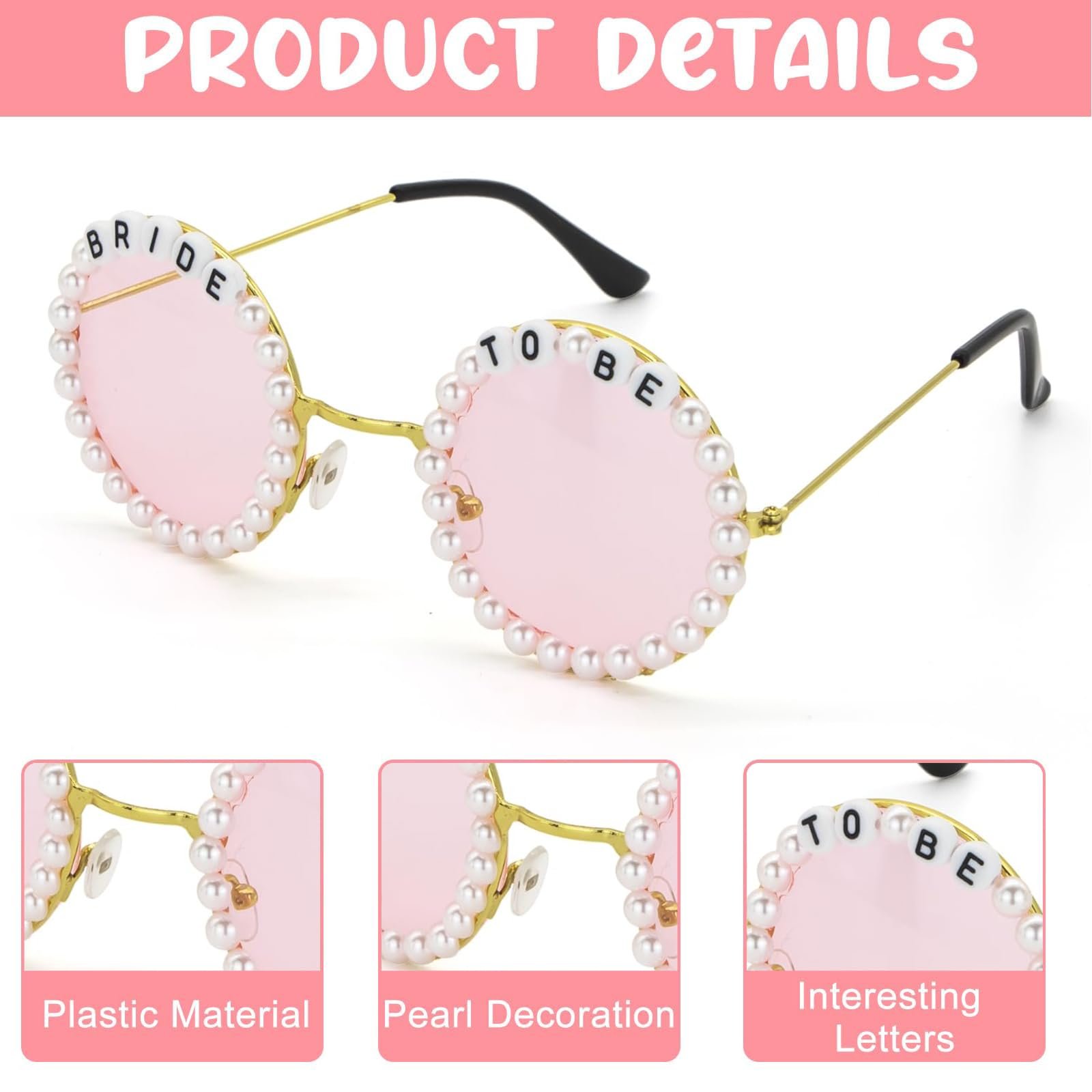 Сонцезахисні окуляри Круглі Calkkrer з бісером для нареченої, фото №3